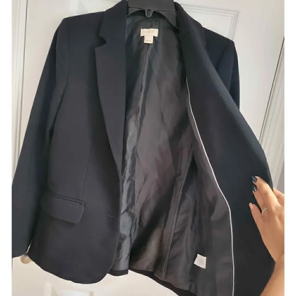 J Crew Wool Black Blazer 0